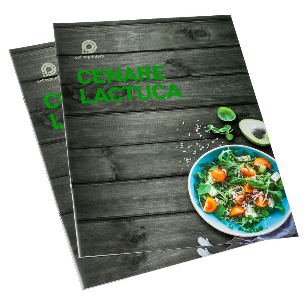 50 Cartes de menus agrafées A4 | 170 g/m² papier couché | recto/verso