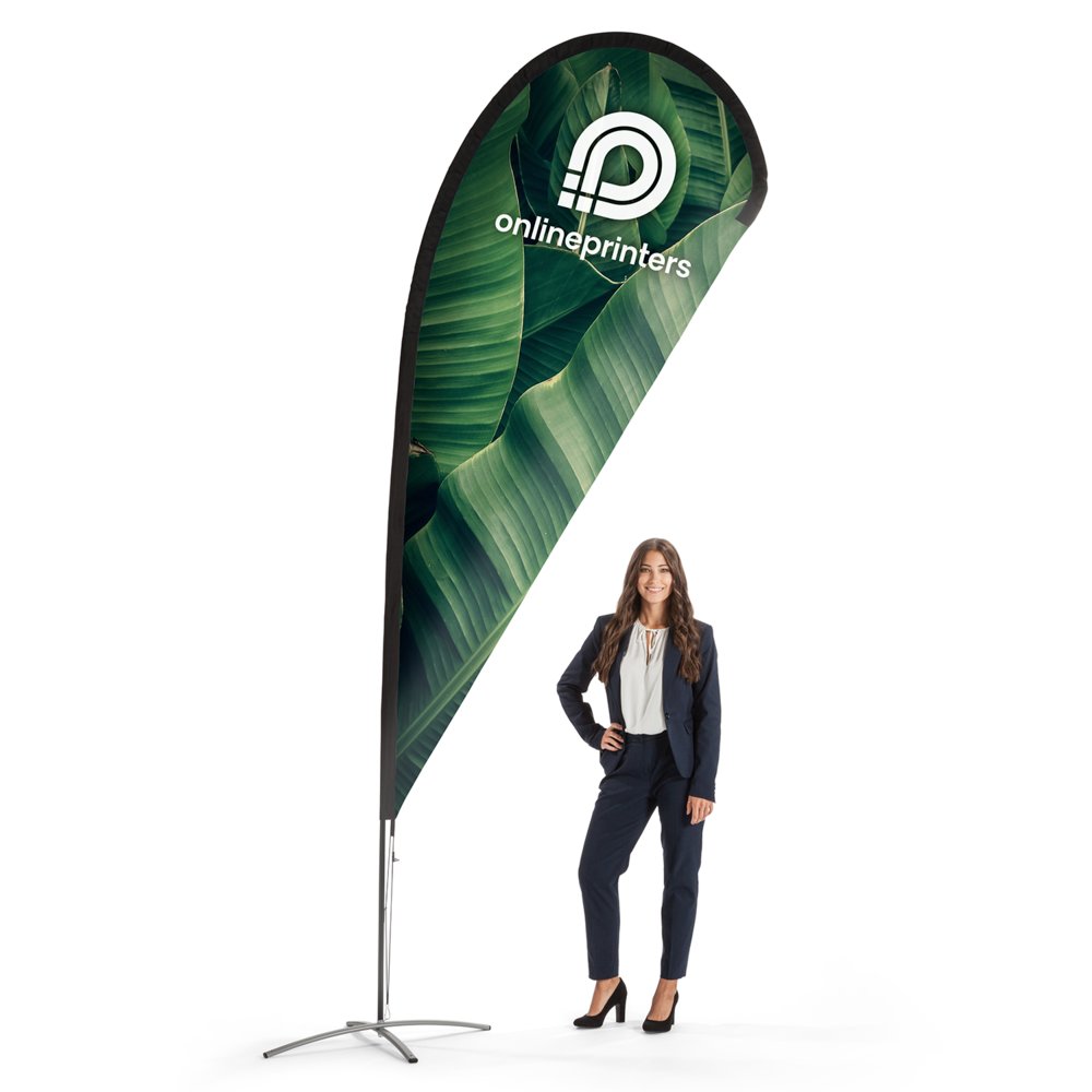 Drapeau goutte personnalisé | 105,0 x 338,0 cm | 110 g/m² tissu drapeau