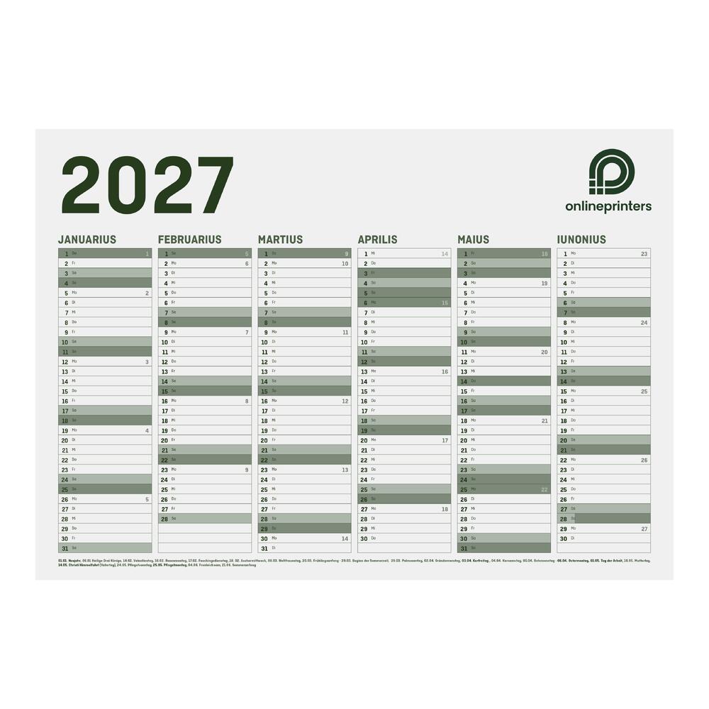 250 Calendriers annuel A3 | 400 g/m² papier couché | Impression recto/verso