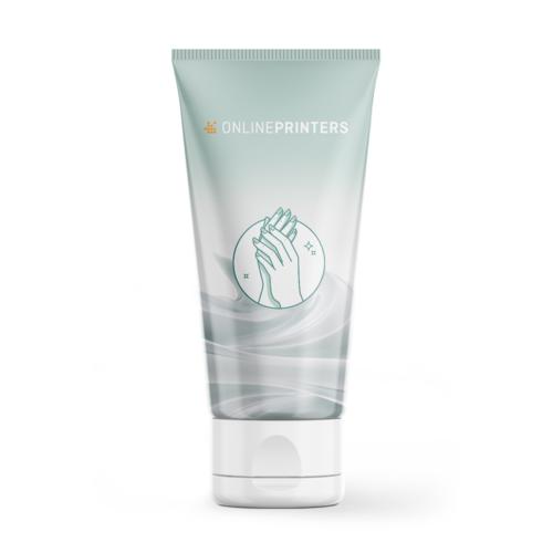 Crme pour les mains turquoise clair en tube plastique avec bouchon  vis.