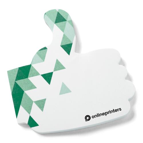 Bloc de notes adh�sives blanches en forme de pouce pour �crire des notes.