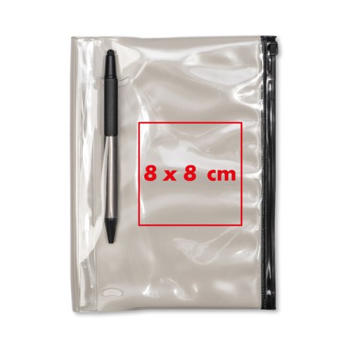 Cahier en plastique transparent avec fermeture clair.