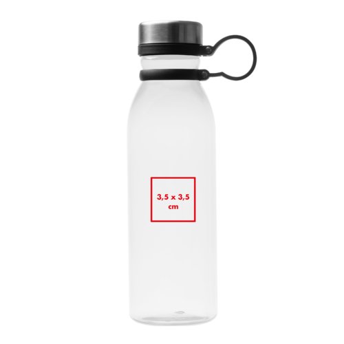 Bouteille transparente avec bouchon  vis et boucle de transport.
