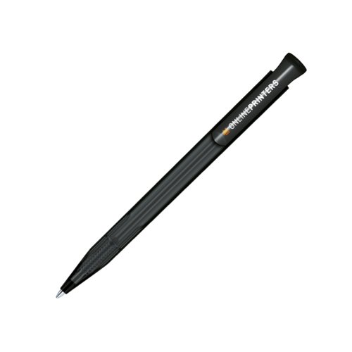 Stylo � bille noir mat avec clip et m�canisme � poussoir.