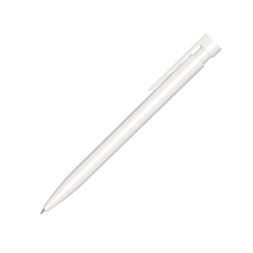 Stylo � bille en plastique blanc avec finition polie et clip.