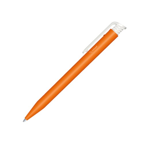 Stylo � bille orange en bioplastique avec clip.