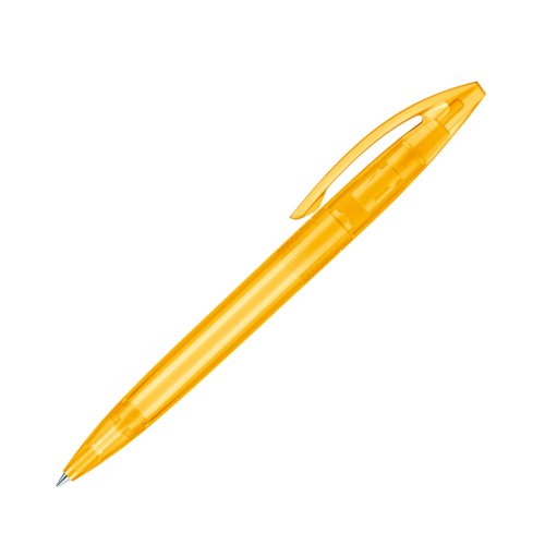 Stylo � bille � torsion en plastique jaune avec clip.