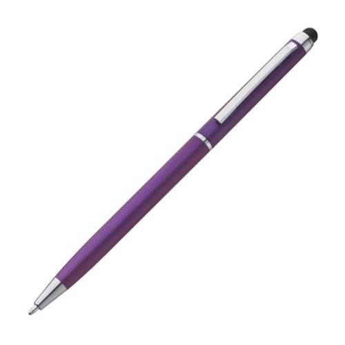 Stylo  bille en mtal violet avec fonction tactile et clip.