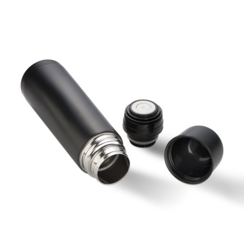 Thermos noire en acier inoxydable avec bouchon  vis.