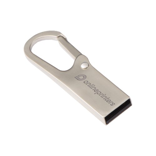 Cl USB en mtal argent avec mousqueton.
