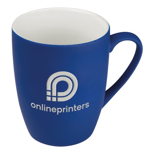 Tasse en cramique bleue avec anse.