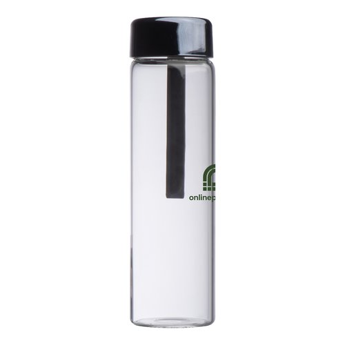 Bouteille transparente en verre avec couvercle en PP.