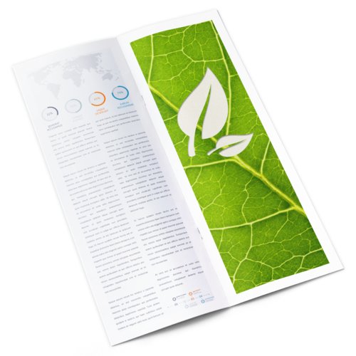 Brochures en papier éco/naturel, portrait, A4 moitié 2
