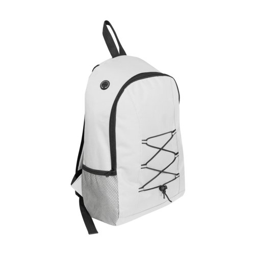 Sac � dos blanc avec poche lat�rale et cordon �lastique.