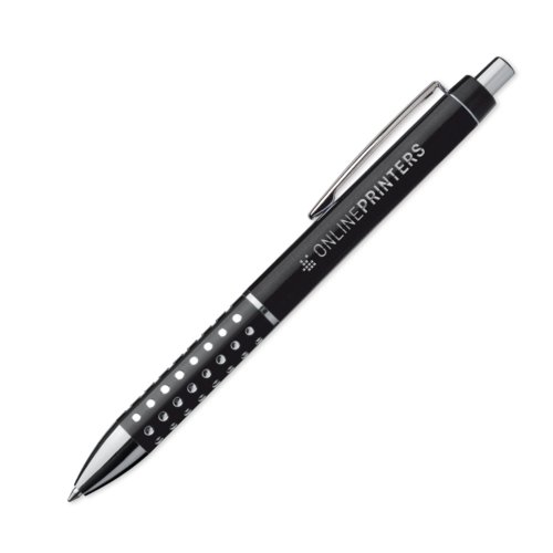 Stylo � bille en m�tal noir avec clip et bouton poussoir.