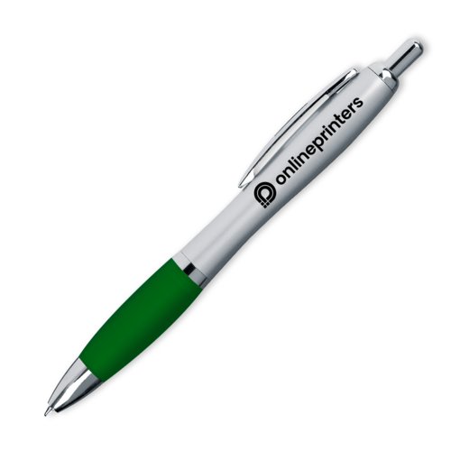 Stylo  bille vert avec clip et mcanisme  pression.