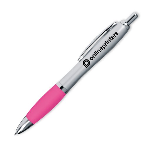 Stylo  bille rose avec clip et mcanisme  pression.