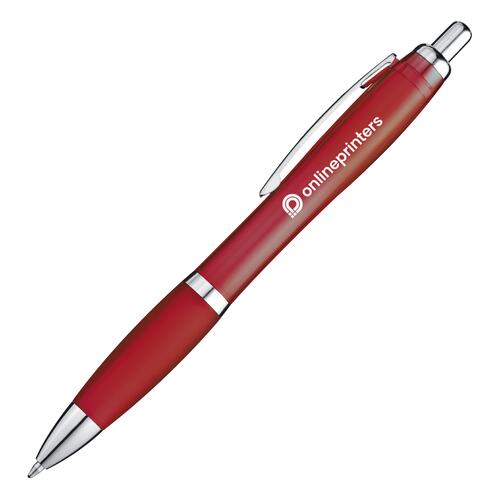 Stylo � bille bordeaux avec clip et m�canisme � poussoir.
