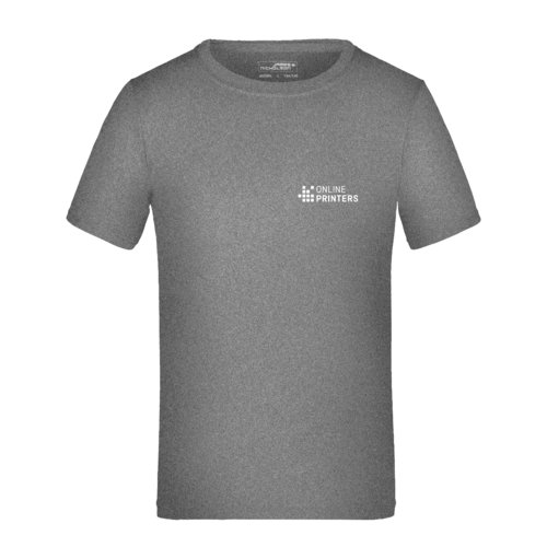 T-shirt en polyester chin gris fonc pour enfants avec manches courtes.