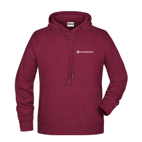 Sweat � capuche bordeaux en coton-polyester pour homme avec capuche et cordon de serrage.
