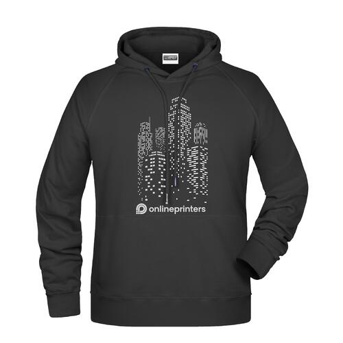 Sweat � capuche noir en m�lange de coton avec capuche et poche kangourou.