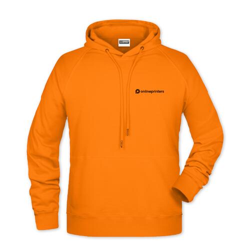 Sweat � capuche orange en m�lange de coton avec cordon de serrage, pour hommes.