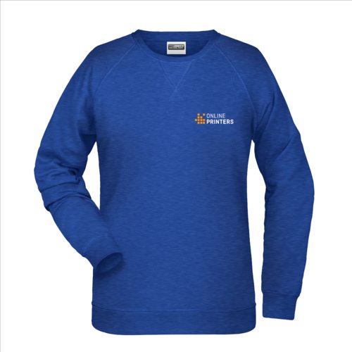 Sweat-shirt chin bleu en coton et polyester pour femmes.