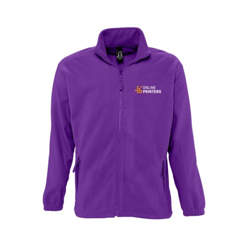 Veste polaire en polyester violet fonc avec fermeture clair intgrale.
