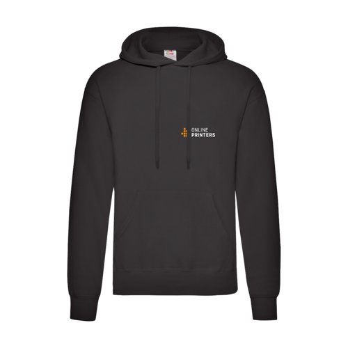 Sweat  capuche noir en mlange de coton avec poche kangourou.