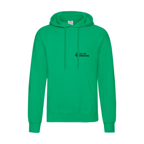 Sweat  capuche vert en tissu avec capuche et poche kangourou.