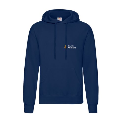 Sweat  capuche bleu marine en coton et polyester pour homme avec capuche et cordon de serrage.