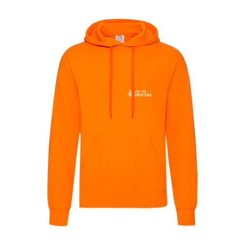 Sweat  capuche orange en mlange de coton avec capuche et poche kangourou.