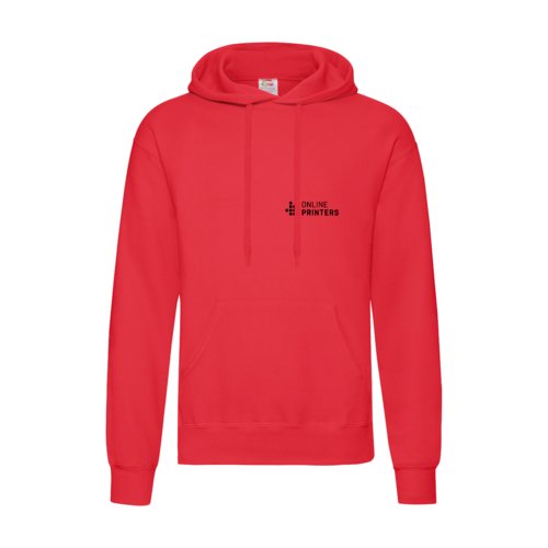 Sweat  capuche rouge en mlange de coton avec capuche et poche kangourou.