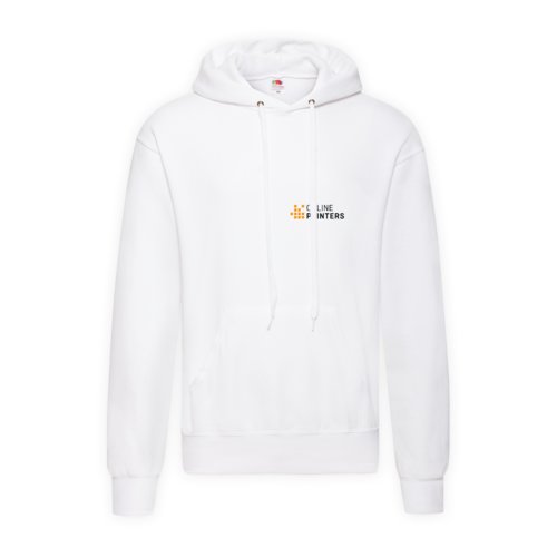 Sweat  capuche blanc en coton-polyester pour homme avec capuche et poche kangourou.