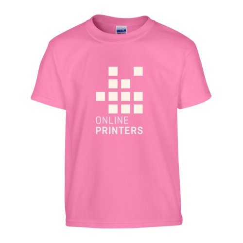 T-shirt rose en coton avec manches courtes et encolure ronde.