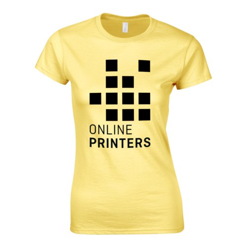T-shirt jaune en jersey de coton pour femmes avec manches courtes.