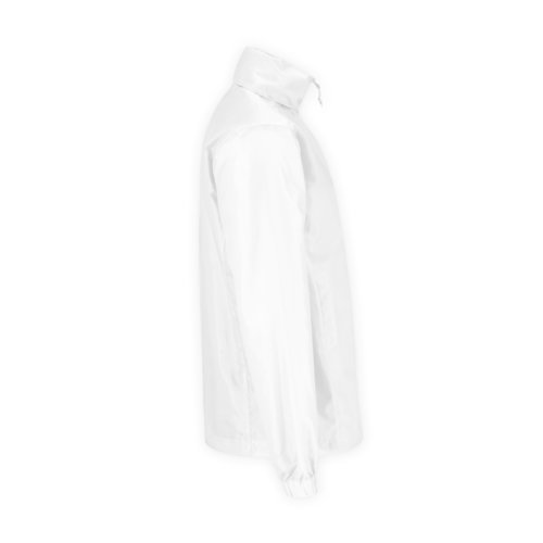Coupe-vent blanc en polyester pour hommes avec fermeture clair.