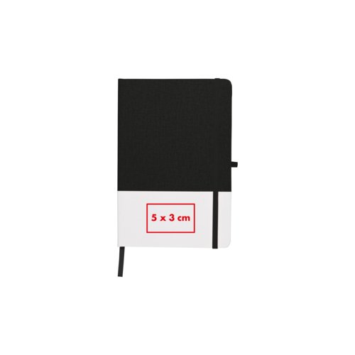 Carnet noir avec fermeture lastique et marque-page ruban.