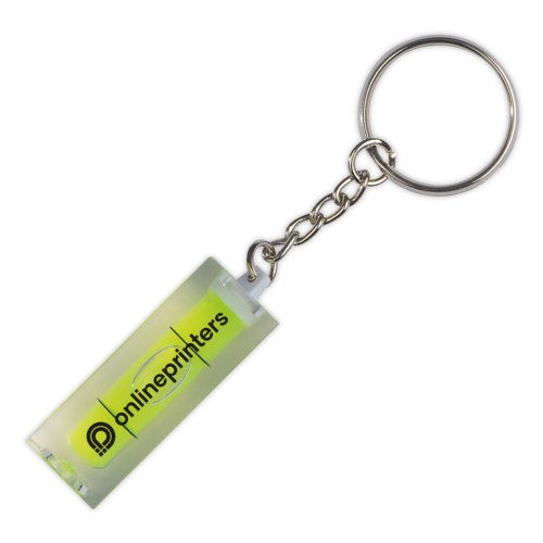 Porte-cls transparent en plastique avec niveau  bulle et anneau en mtal.