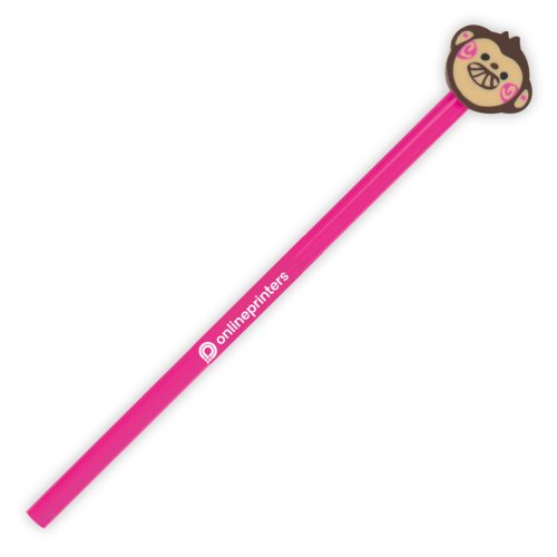 Crayon en bois rose avec embout gomme.