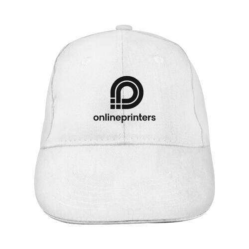 Casquette de baseball blanche en tissu � six panneaux.
