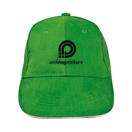 Casquette de baseball verte en tissu � six panneaux.