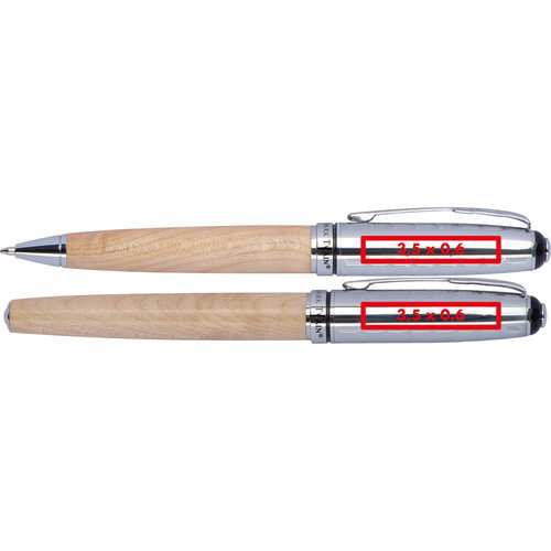 Set d'écriture couleur bois avec stylo à bille et stylo plume.