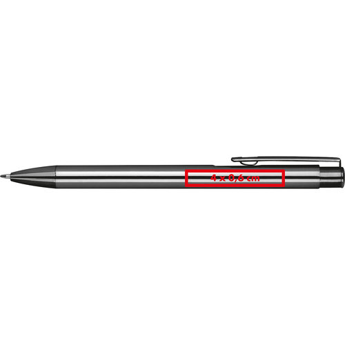 Stylo à bille à clic en métal argenté avec clip.