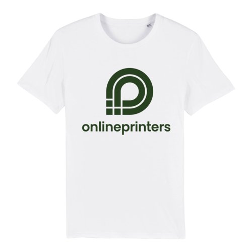 T-shirt blanc en coton bio avec manches courtes et col rond, coupe unisexe.