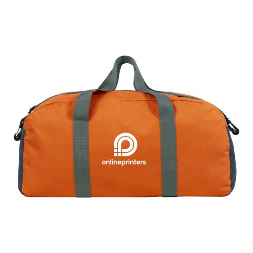 Sac de sport orange en tissu avec poign�es et fermeture �clair.