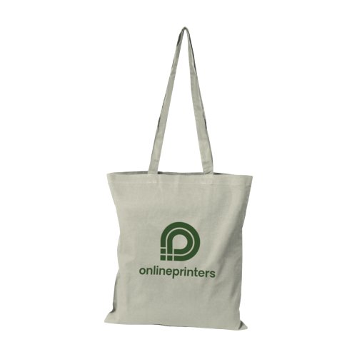 Sac en coton gris avec poignes de transport.