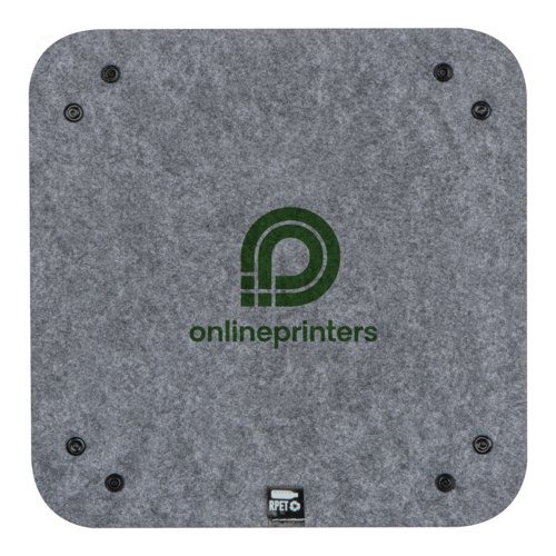 Panier de rangement en feutre anthracite avec motif.