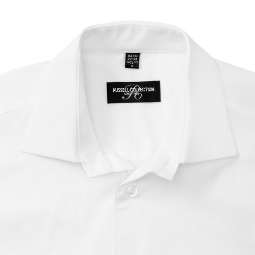 Chemise blanche  manches courtes en coton mlang pour homme.
