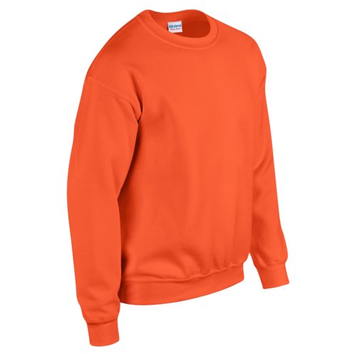 Sweat-shirt orange pour homme en mlange de coton avec col rond.